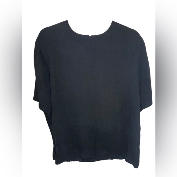 Vintage 100% Silk Flowing Women’s Blouse in Navy Blue - Size M - Picture 3 of 6